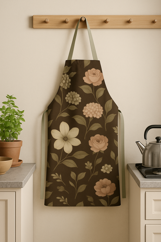 Spring Brown Botanical Apron