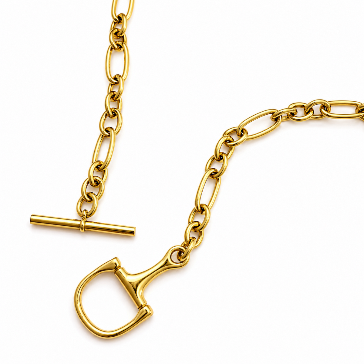 Chunky Equestrian Bit Chain Necklace - Waterproof Gold Steel