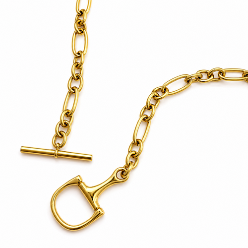 Chunky Equestrian Bit Chain Necklace - Waterproof Gold Steel