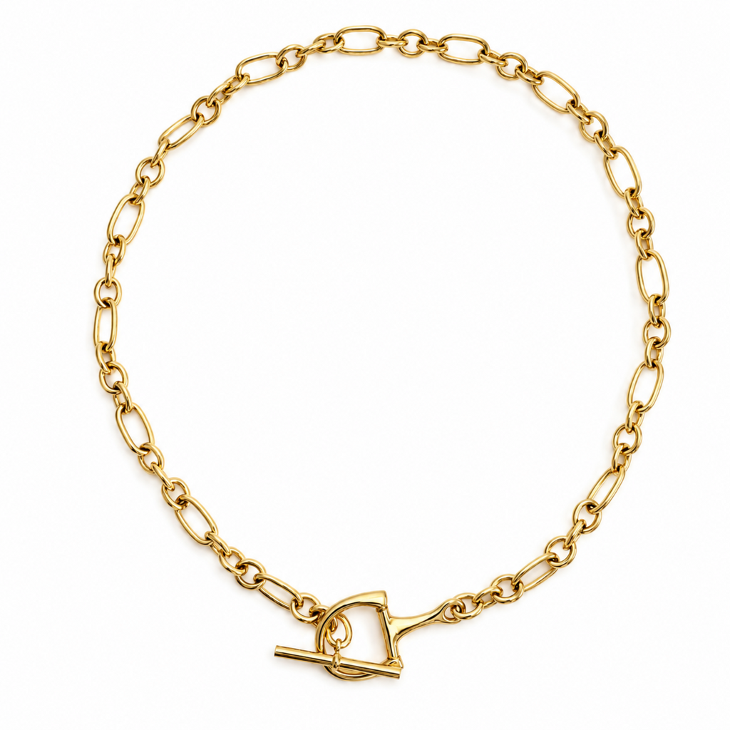 Chunky Equestrian Bit Chain Necklace - Waterproof Gold Steel