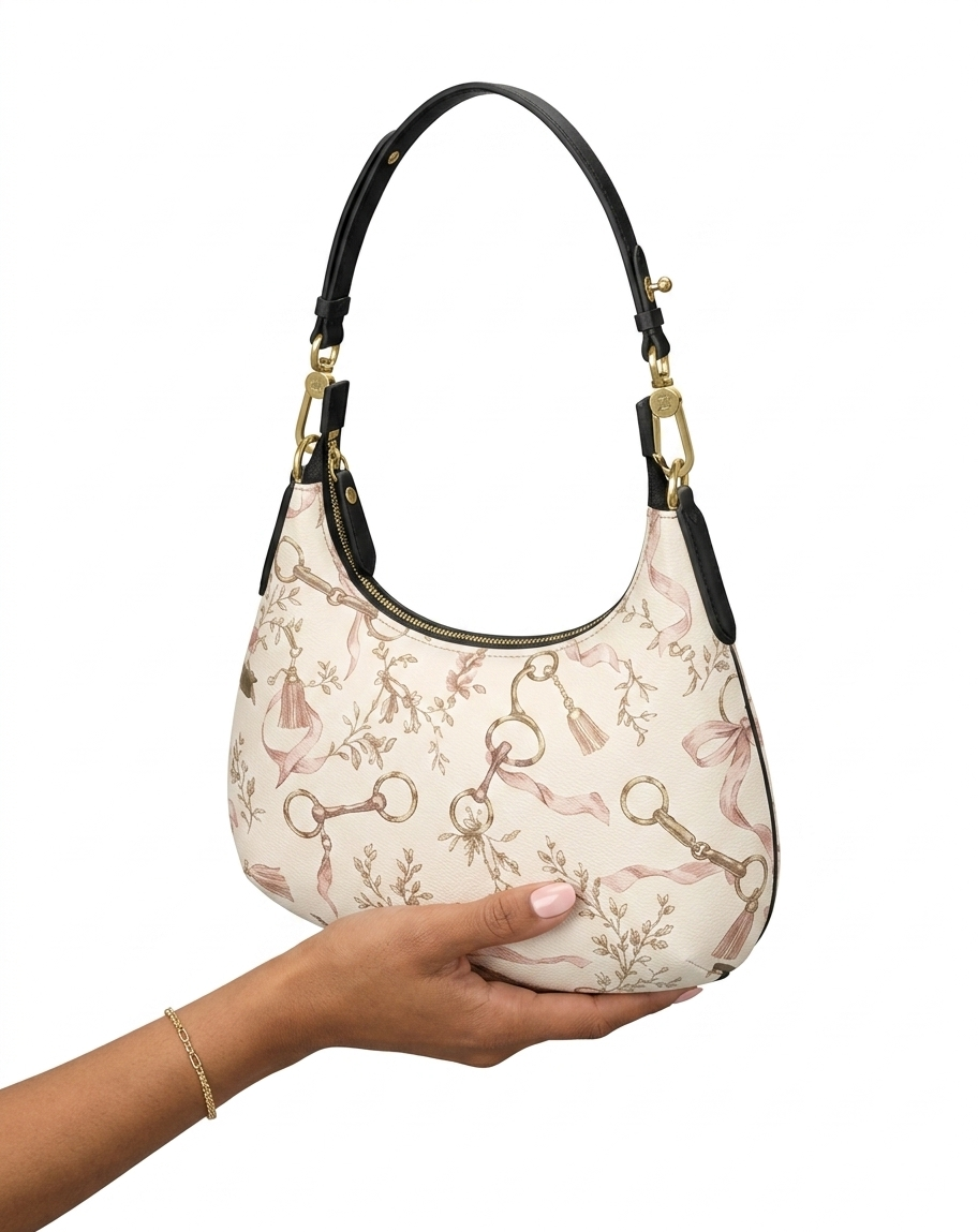 Blush Ribbon Crescent Bag