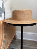 Wide Brim Straw Boater Hat | Natural Woven Summer Hat | Classic Equestrian Style | Women’s Sun Hat