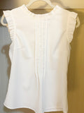 Allegra K White Ruffle Sleeve Blouse Size Small | Elegant Pleated Sleeveless Top | Classic Women’s Blouse