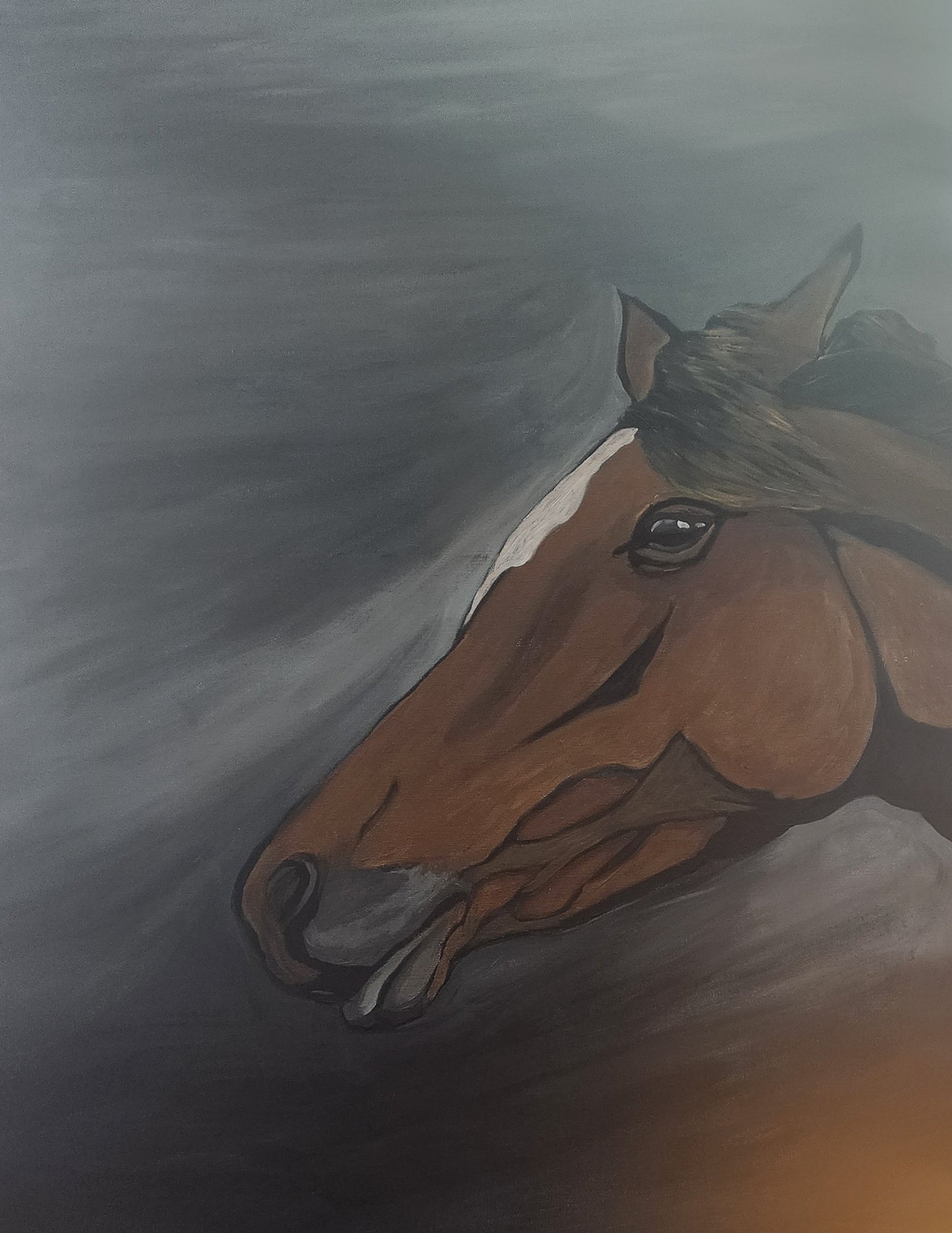 Horse Painting-Out Of The Storm